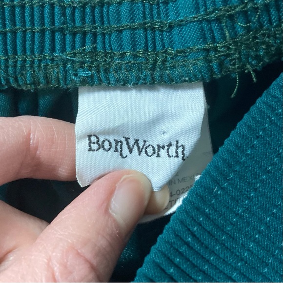 Vintage Bon Worth Deep Sea Green Suede Elastic Waist Pants Size SP - Picture 5 of 8